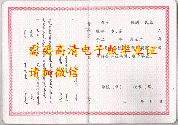 內(nèi)蒙古高中畢業(yè)證樣本_高中畢業(yè)證圖片_模板「免費下載」