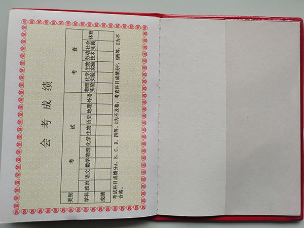 1995年西安市45中學高中畢業證成績單