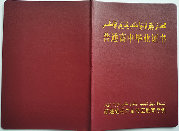 新疆2000年高中畢業(yè)證封皮