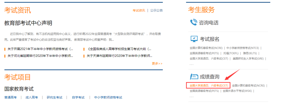 全國大學英語四、六級成績查詢