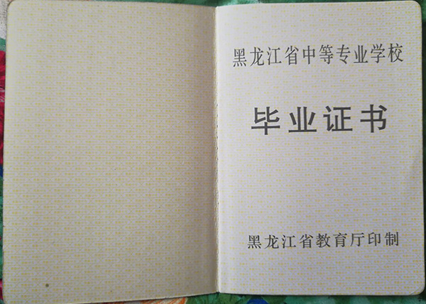 黑龍江省供銷學(xué)校九六年裝璜設(shè)計(jì)畢業(yè)證內(nèi)芯