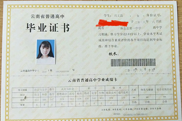 畢業(yè)證內(nèi)容頁