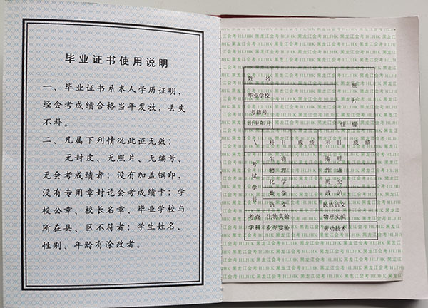 烏魯木齊農(nóng)大附中2003年高中畢業(yè)證成績(jī)單
