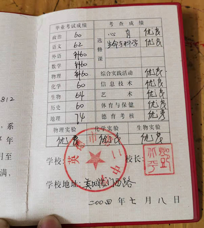 廣東省2002年高中畢業證樣本